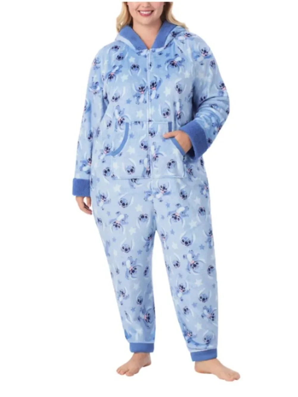 NWT Stitch Adult One-Piece Blue Pajama Size Large - Picture 5 of 10